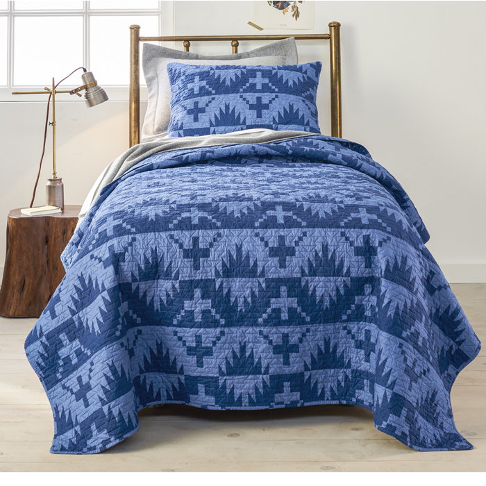 Pendleton Home Spider Rock Blue Twin Coverlet Set – 100% Cotton, Includes Coverlet & Standard Sham, NWT